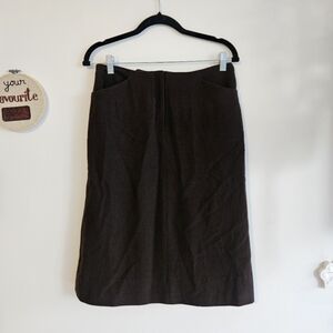 Vintage Chocolate Brown Wool Pencil Skirt by Jones New York